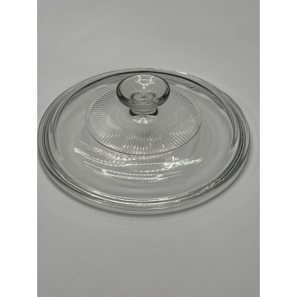 Clear Glass Pot‎ Lid Replacement With Knob Ribbed Design Pyrex G5C